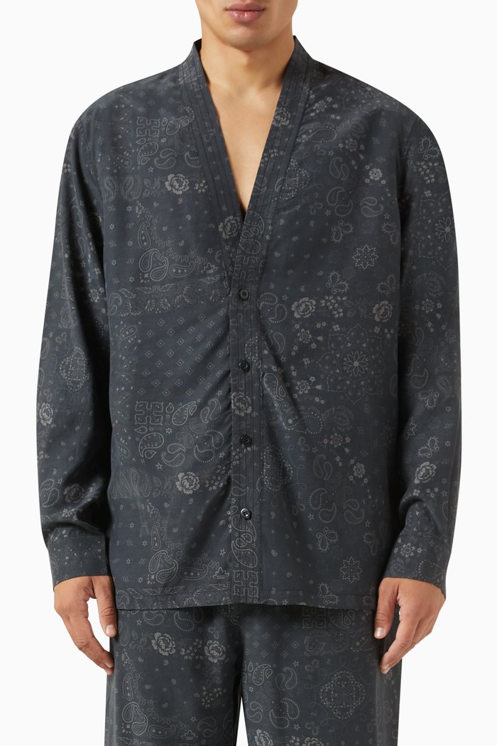 

Sullivan Gi Shirt in Cupro Linen Blend, Black