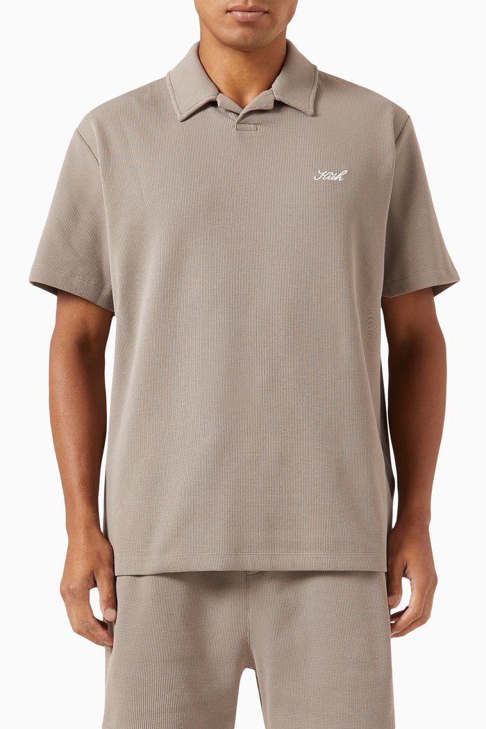 

Drew Polo in Cotton Waffle Stretch, White