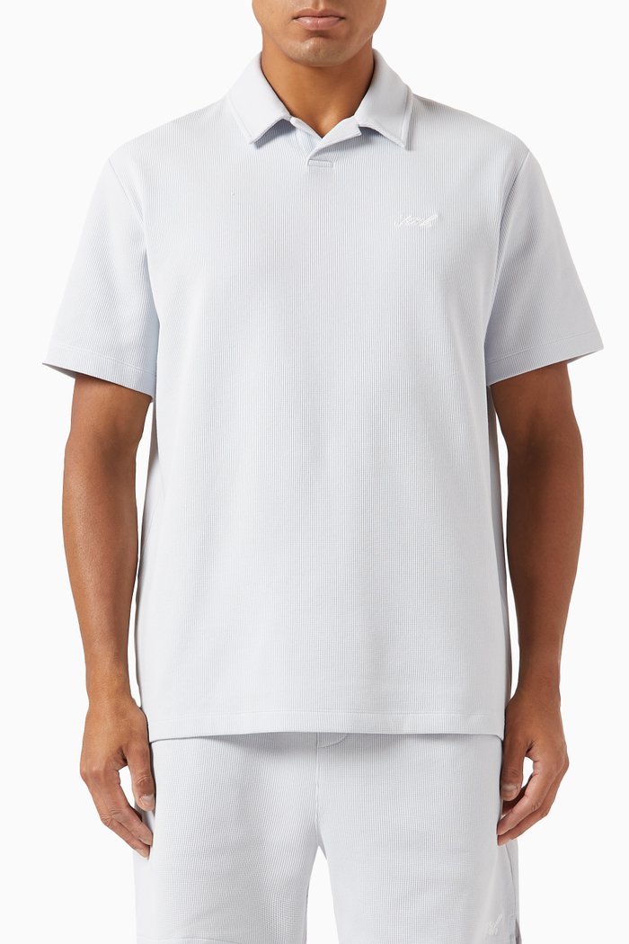 

Drew Polo in Cotton Waffle Stretch, Blue