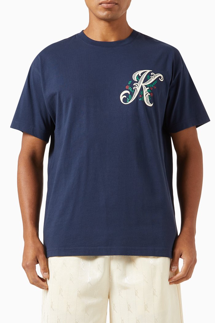 

Floral Logo T-shirt in Cotton, Blue