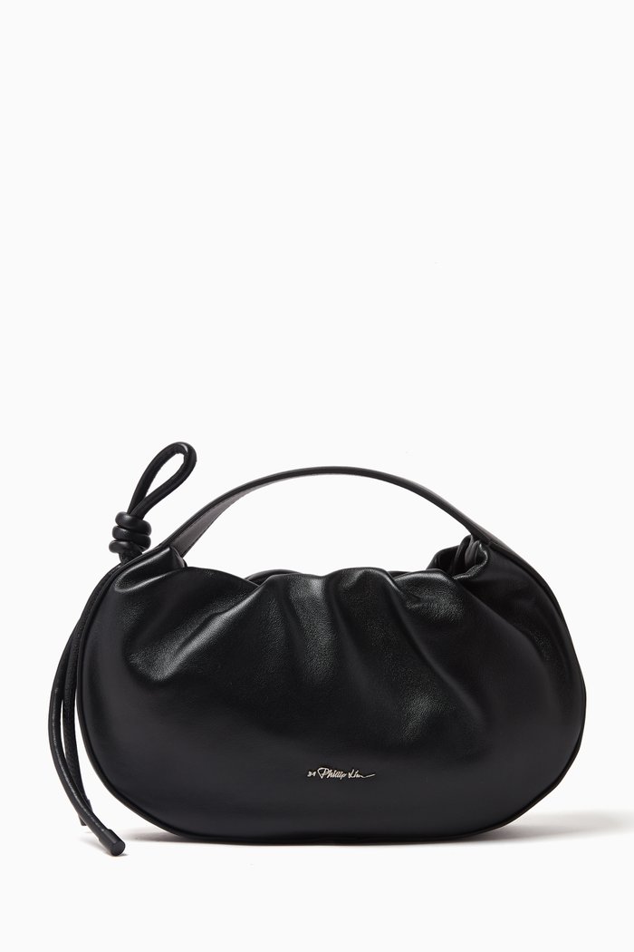 

Mini Origami Top Handle Bag in Leather, Black