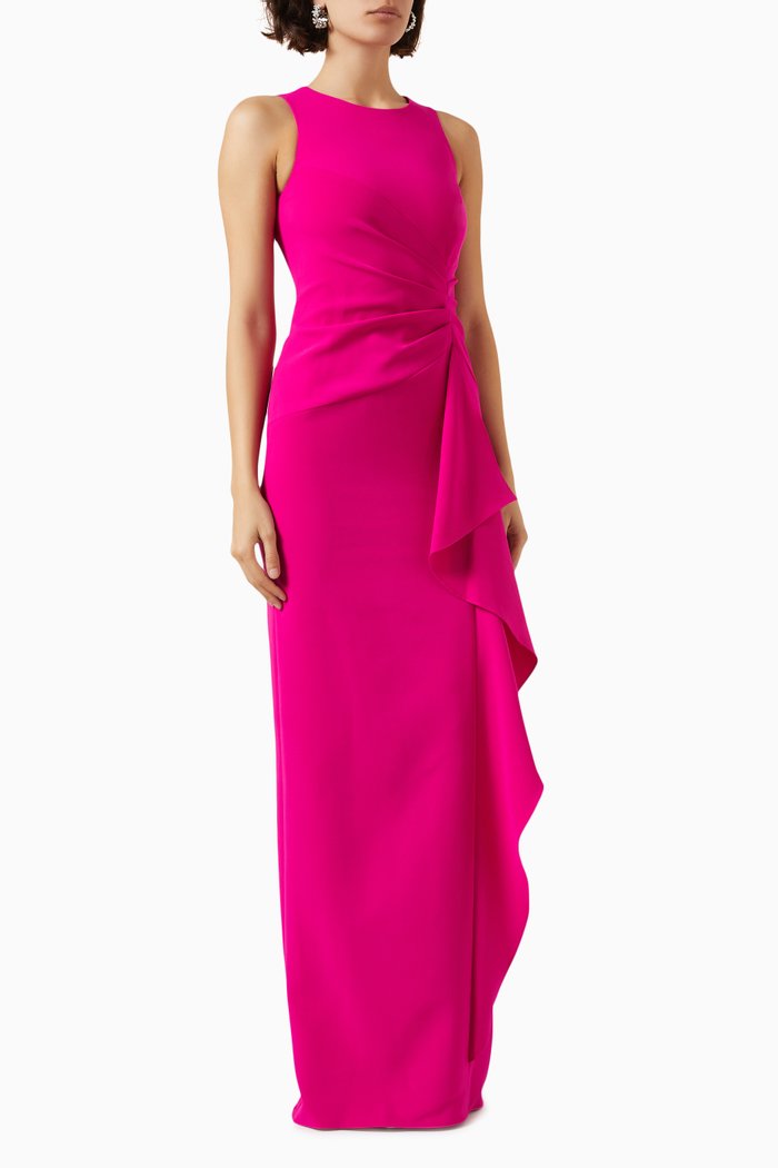 

Drape Ruffle Dress in Crepe, Pink