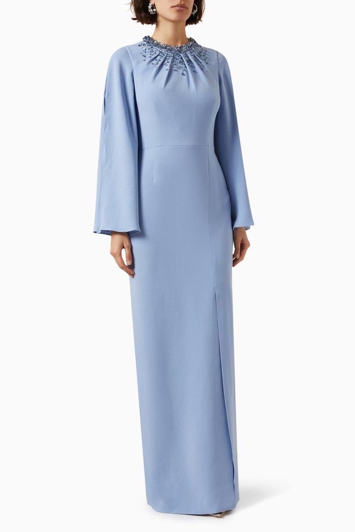 

Crystal-embellished Dress in Crepe, Purple