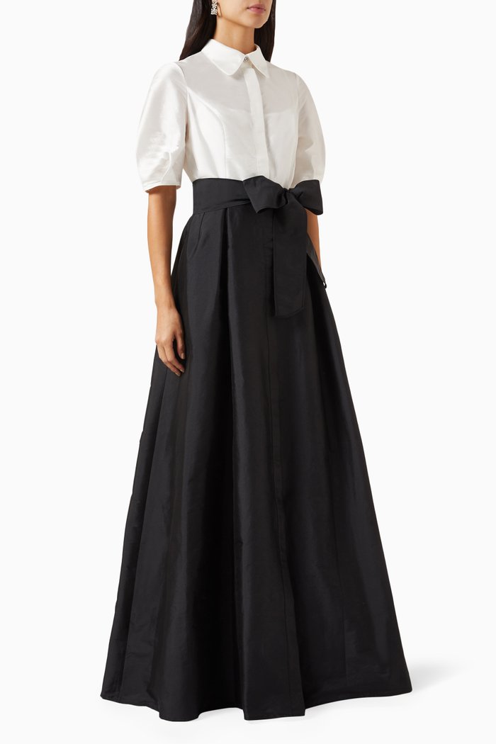 

Shirt-waist Bow Gown in Taffeta, Multicolour