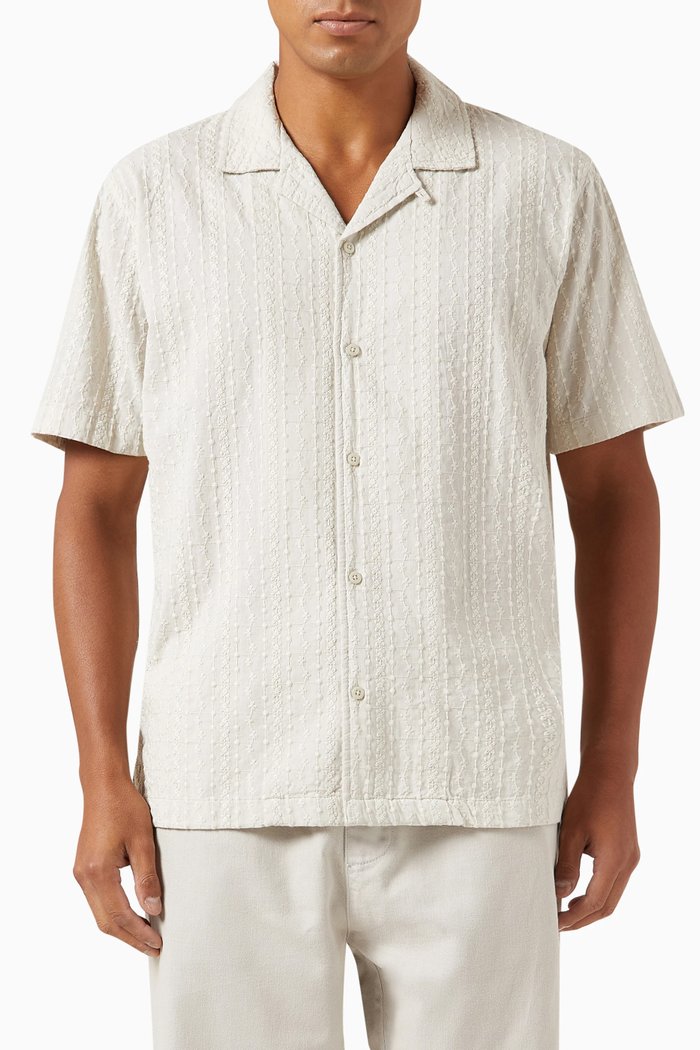 

Thompson Camp Collar Shirt in Embroidered-voile, Grey