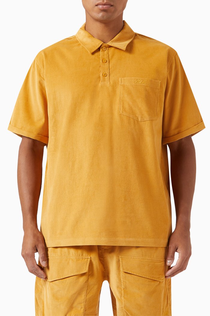 

Short Sleeved Madoc Polo in Cotton, Brown