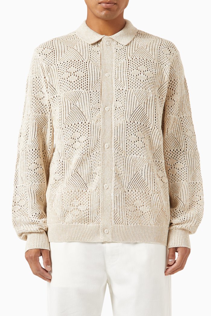 

Tilden Crochet Button-down Shirt, Neutral