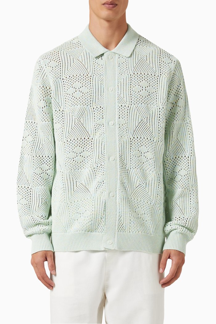 

Tilden Crochet Button-down Shirt, Green