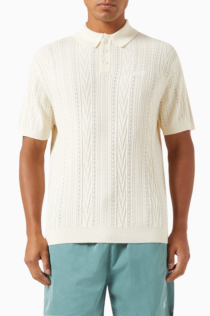 

Tilden Short Sleeved Polo in Cotton Blend, Neutral