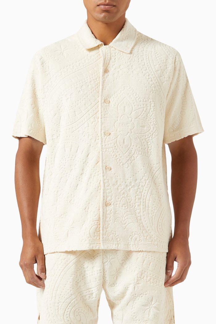 

Thompson Camp Collar Shirt in Cotton-blend Terry, Neutral