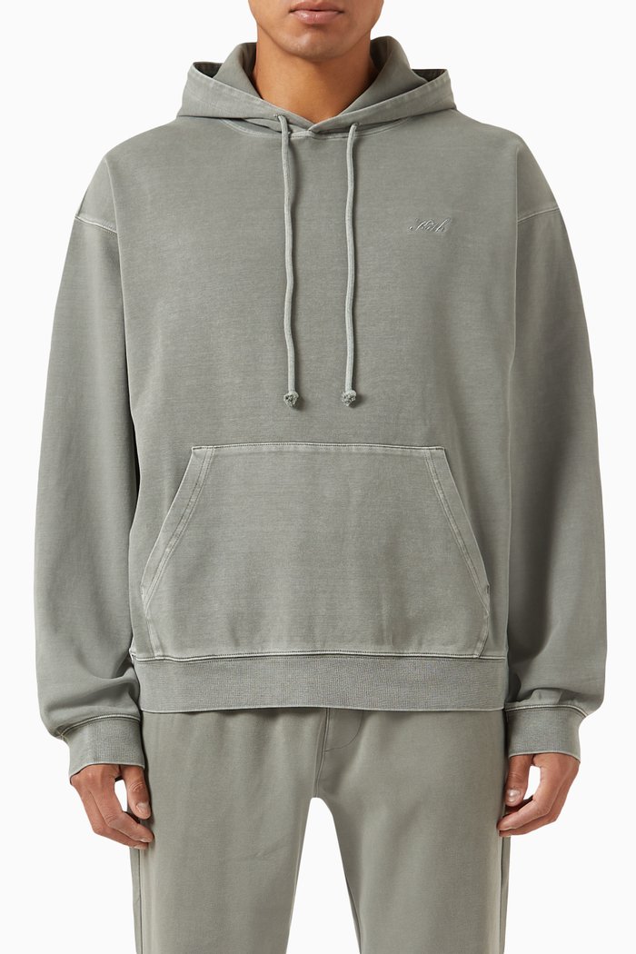 Crystal Washed Williams III Hoodie in Cotton Stretch, Grey