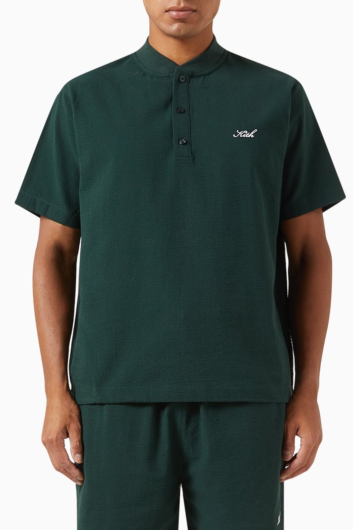 

Pearson Henley Pullover in Seersucker, Green