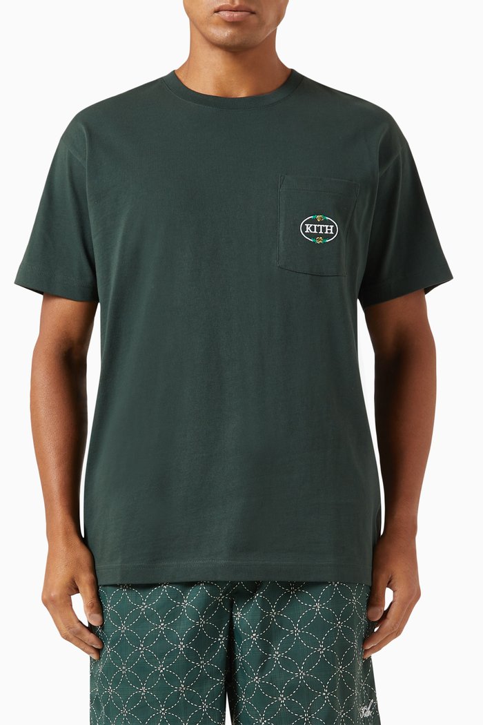 

NY Rose Pocket T-shirt in Jersey, Green