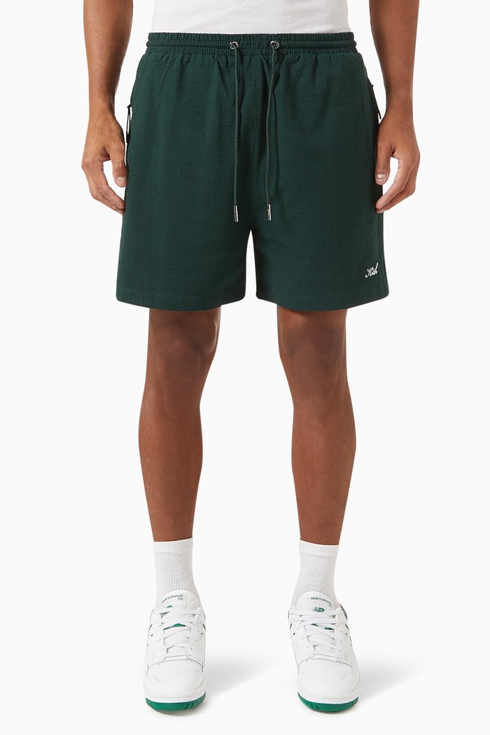 Active Shorts in Seersucker, Green