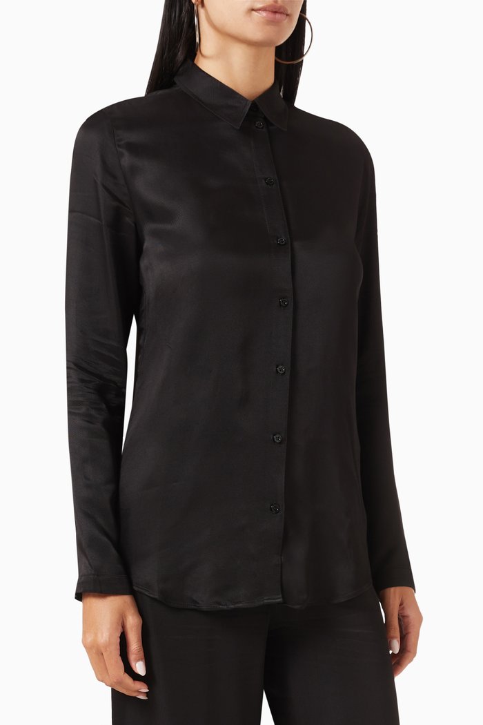 

Study Hall Print Shirt in Satin, Black