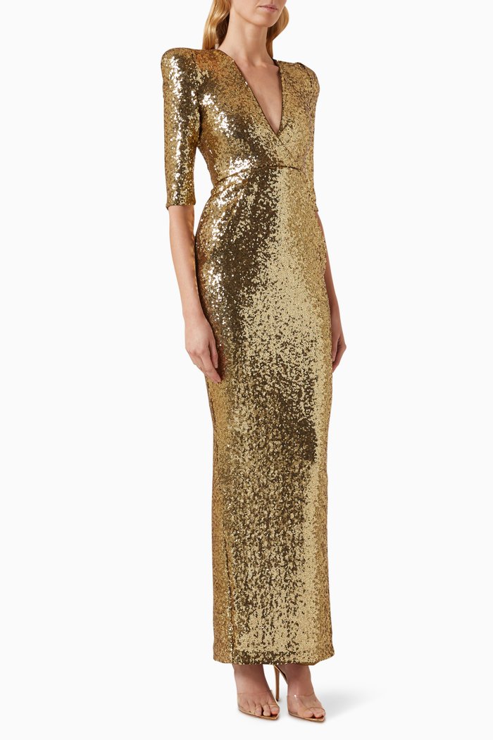 

Look Me Up Sequinned Gown, Gold