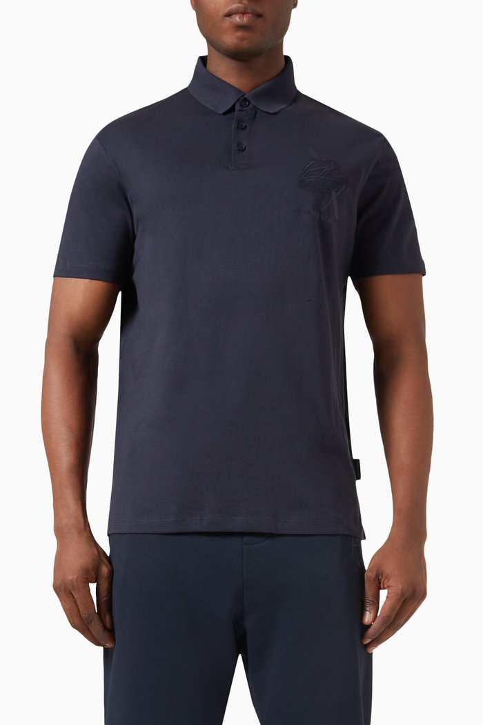 

Logo Polo Shirt in Cotton Blend, Blue
