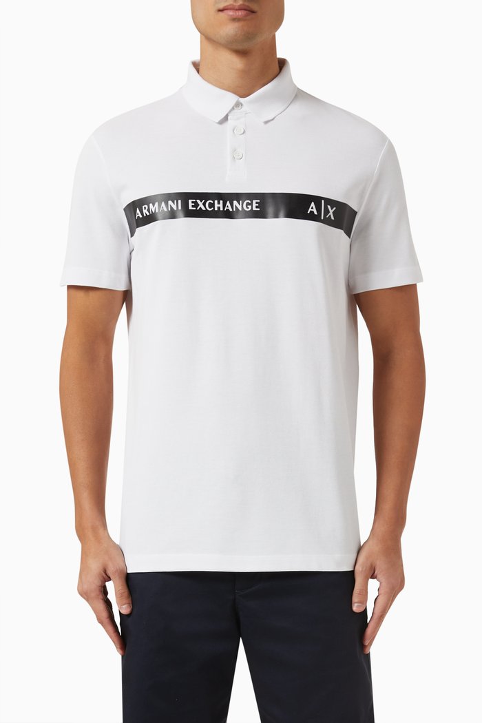 

Logo Tape Polo Shirt in Cotton Piqué, White