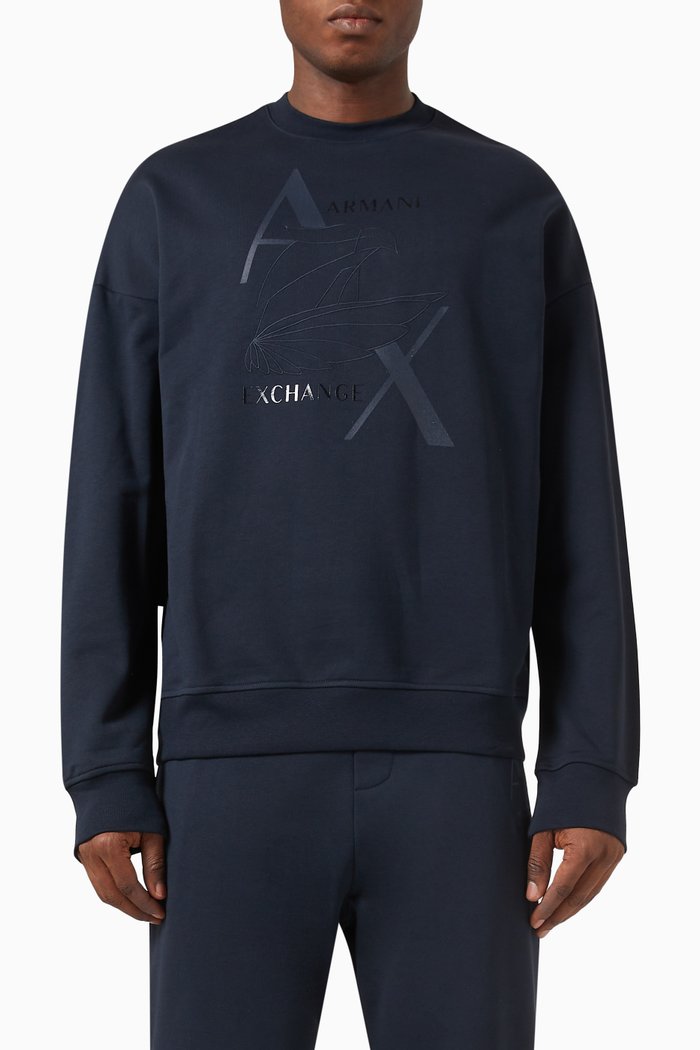 

Logo Print Sweatshirt in Cotton, Blue