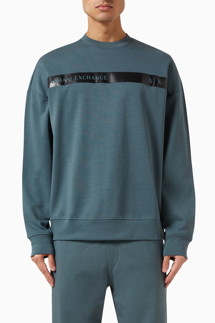 

Logo Tape Sweatshirt in Cotton, Grey