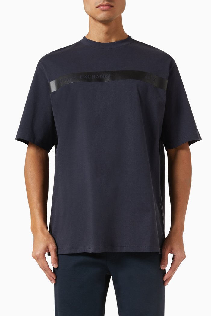 

Logo Tape T-shirt in Cotton, Blue