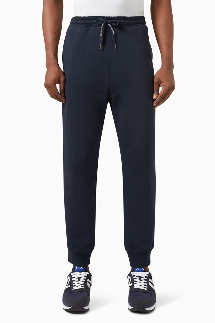 

Logo-embroidered Joggers in Cotton Fleece, Blue
