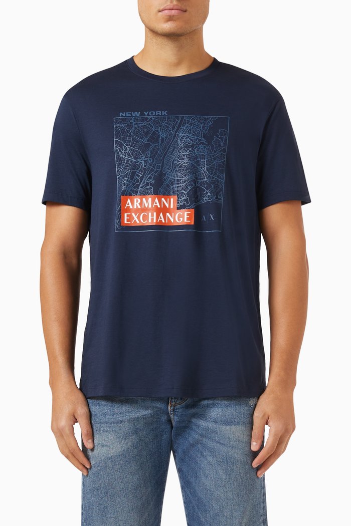 

Graphic Logo-print T-shirt in Cotton-jersey, Blue
