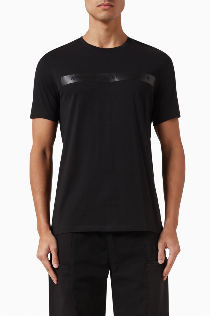 

Logo Tape T-shirt in Cotton Jersey, Black