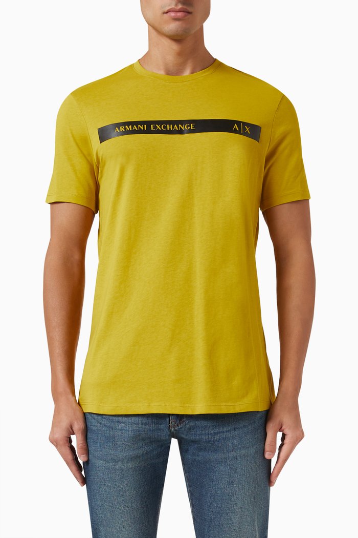 

Logo Tape T-shirt in Cotton Jersey, Yellow