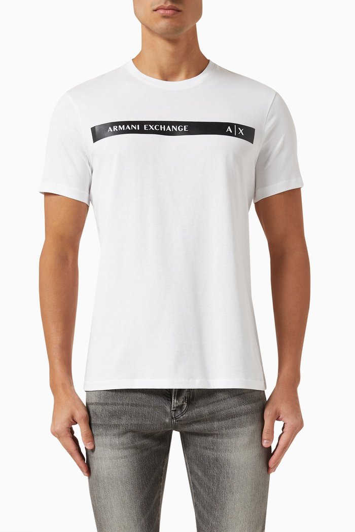 

Logo Tape T-shirt in Cotton Jersey, White