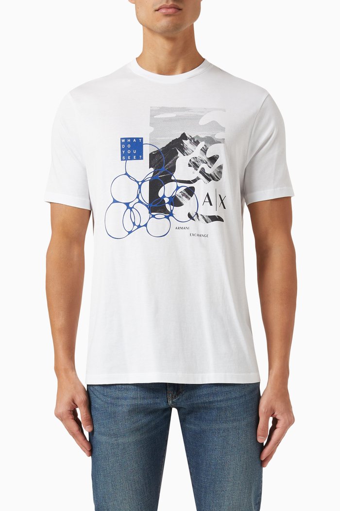 

Printed T-shirt in Cotton Jersey, White