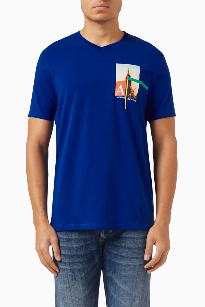 

Graphic Logo-print T-shirt in Cotton-jersey, Blue