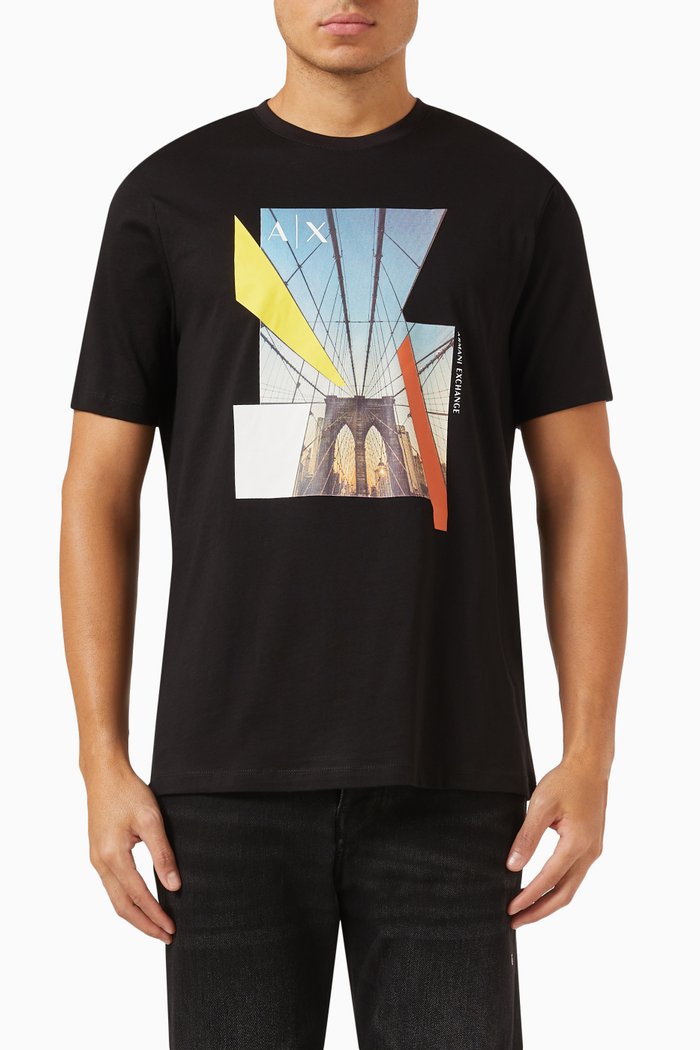 Graphic Logo-print T-shirt in Cotton-jersey, Black