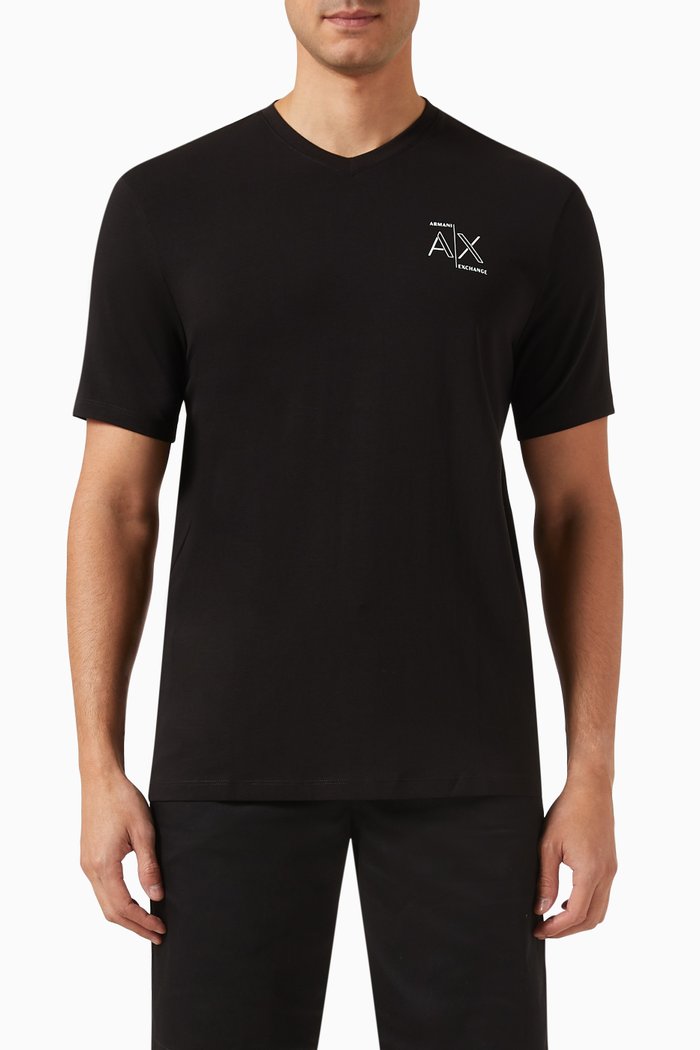 V-neck T-shirt in Cotton-jersey, Black