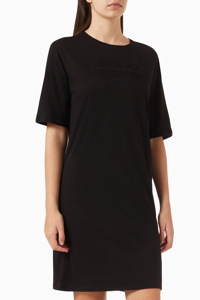 Logo Mini Dress in Cotton, Black