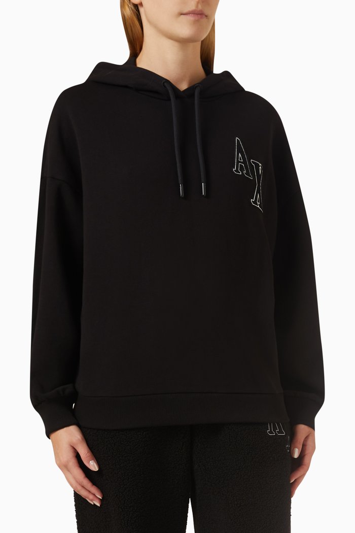

Campus AX Logo Hoodie in Cotton-blend, Black