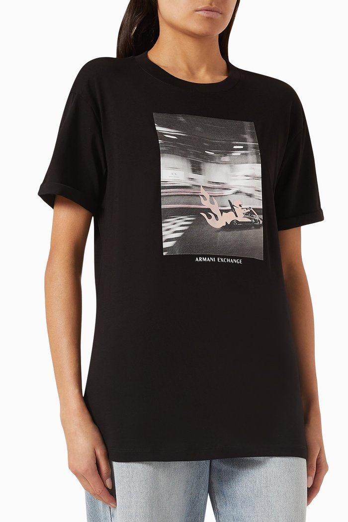 

Photoprint Logo T-shirt in Cotton-jersey, Black