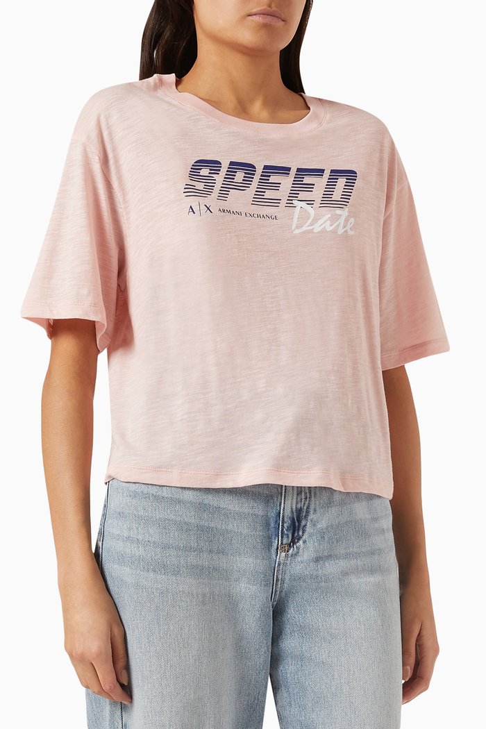 

Logo Cropped T-shirt in Cotton-jersey, Pink