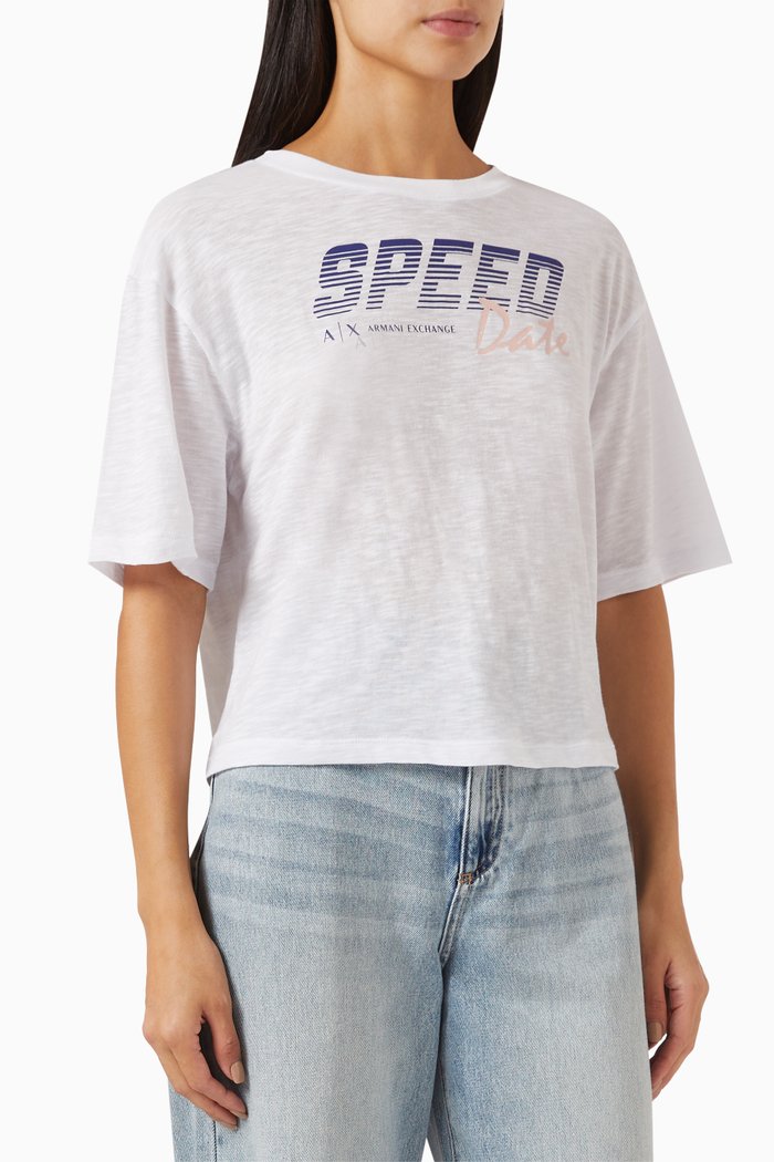 

Logo Cropped T-shirt in Cotton-jersey, White