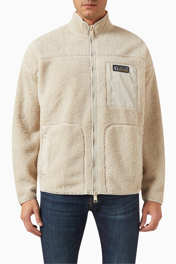 

Campus AX Logo Jacket in Fleece, Silver