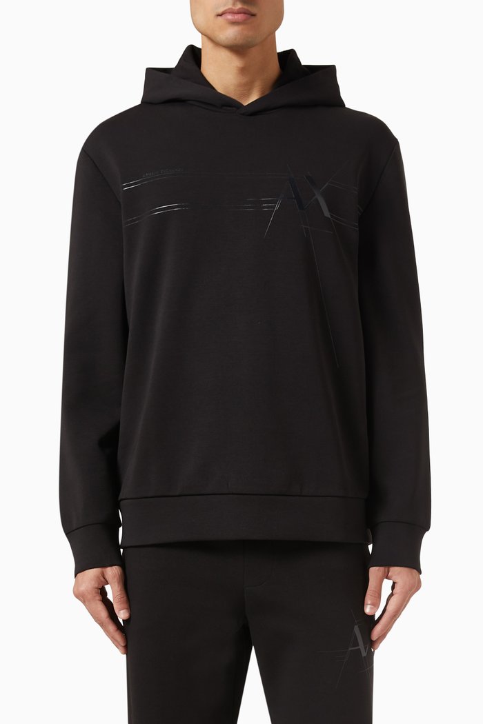 Shiny Logo Hoodie in Fleece, Black