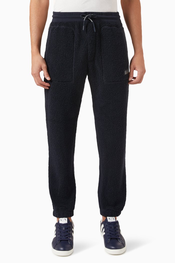 

Logo Joggers in Sherpa Fleece, Blue