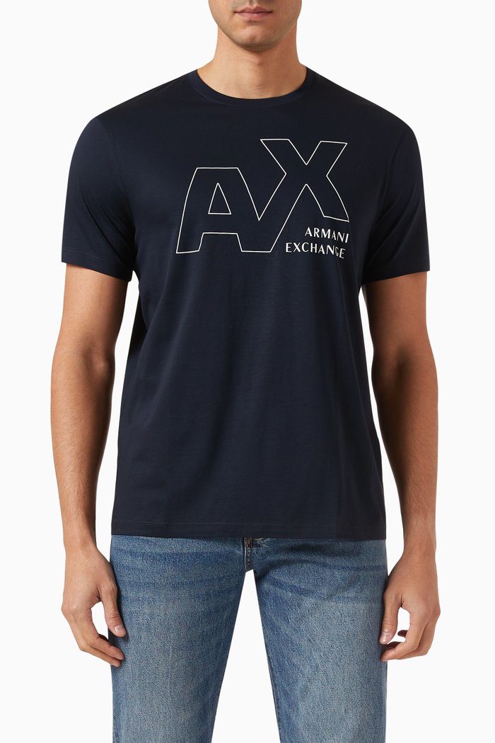 AX Logo T-shirt in Cotton-jersey, Blue