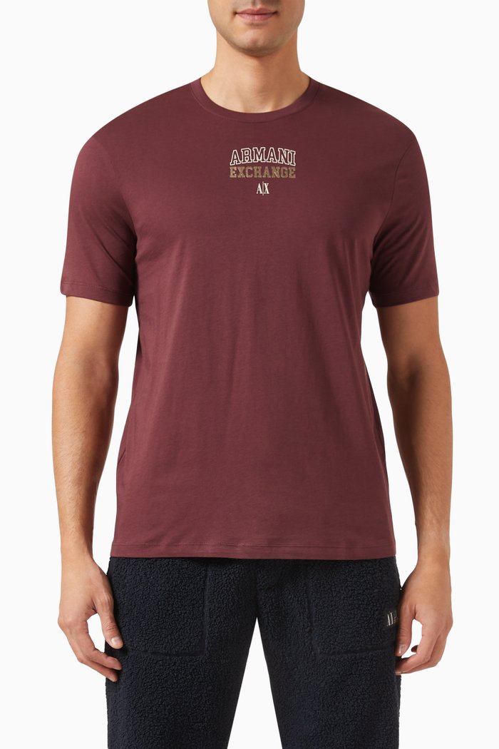 

Metallic-logo T-shirt in Cotton-jersey, Burgundy