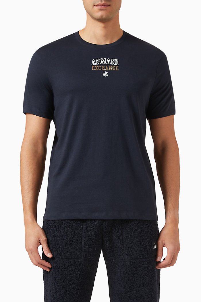 

Metallic-logo T-shirt in Cotton-jersey, Blue