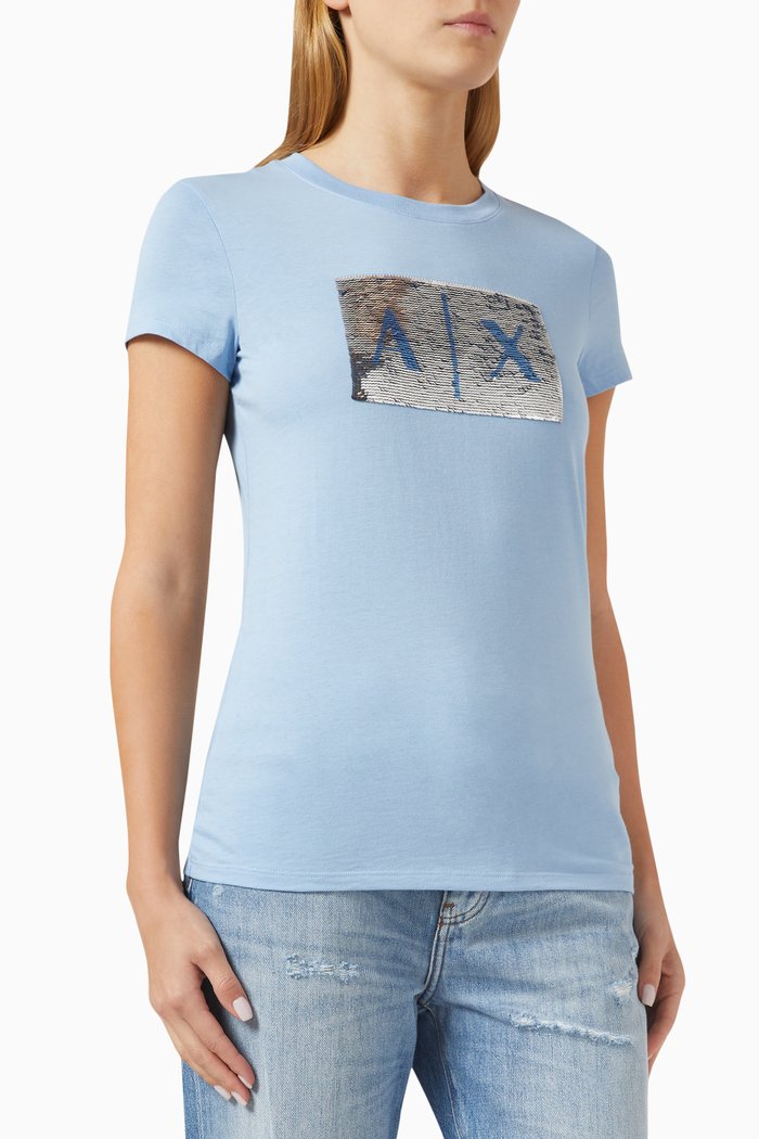 

AX Bold Logo T-shirt in Cotton-jersey, Blue
