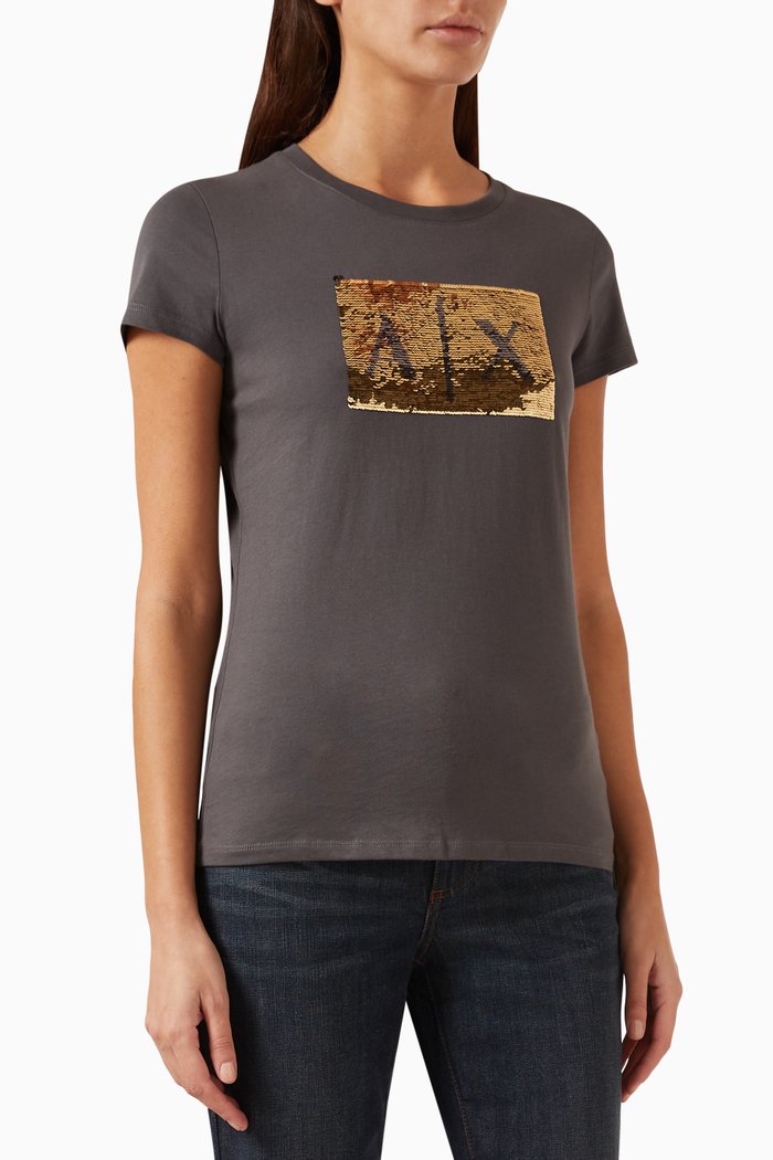 

AX Bold Logo T-shirt in Cotton-jersey, Grey