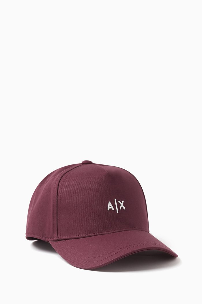 

AX Logo-embroidered Baseball Cap in Cotton, Burgundy