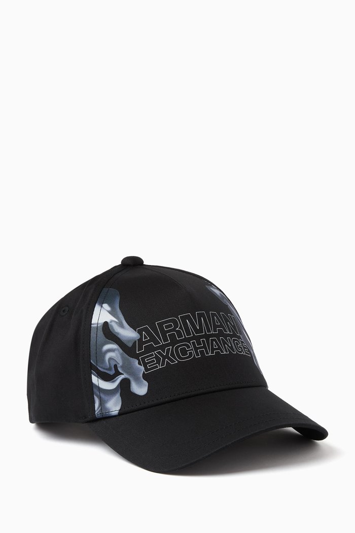 

Liquid Print Baseball Hat in Cotton, Black