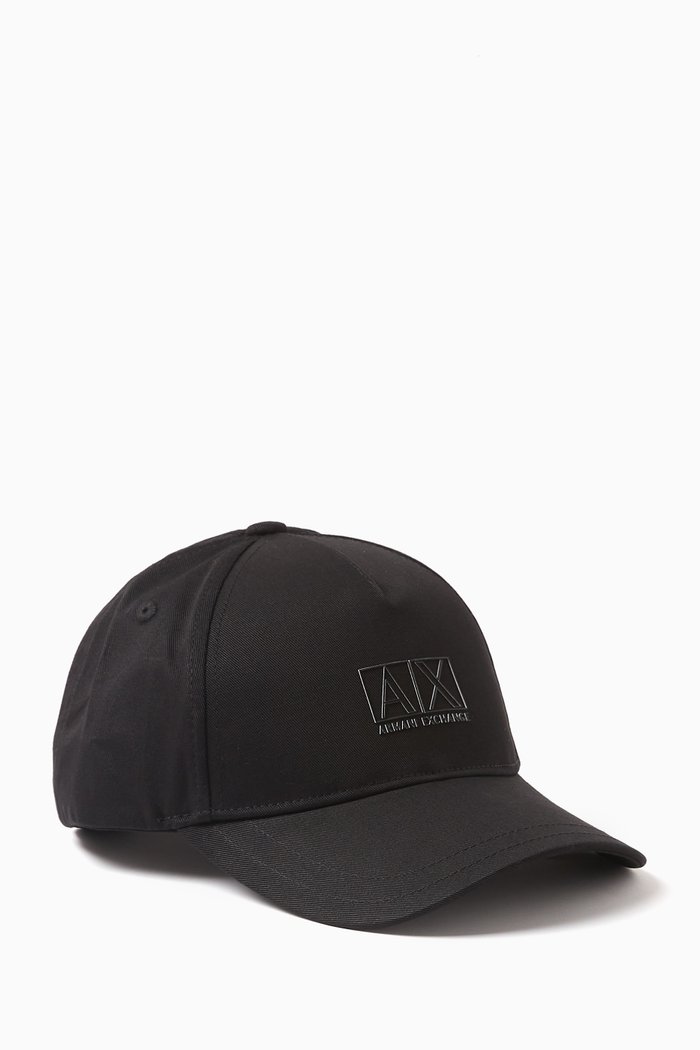 AX Logo Baseball Cap in Cotton, Black